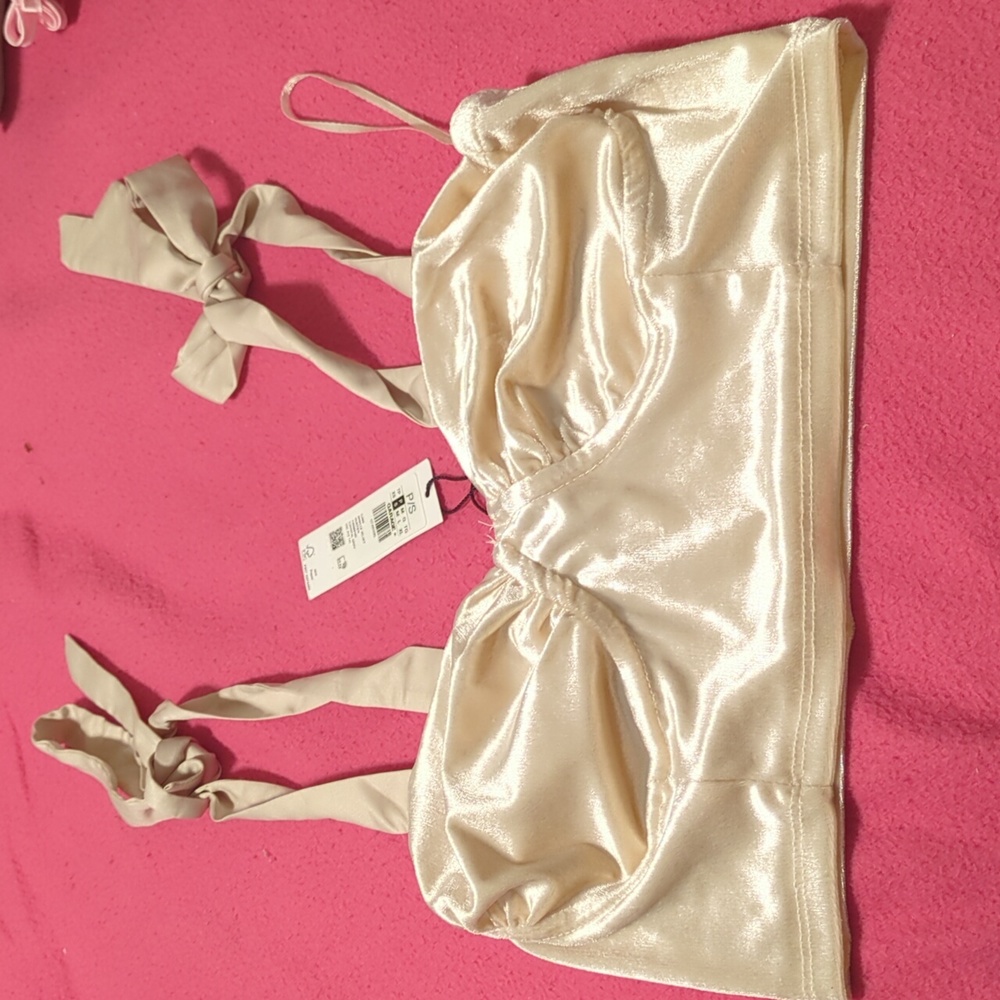 Velvet bustier bow crop
